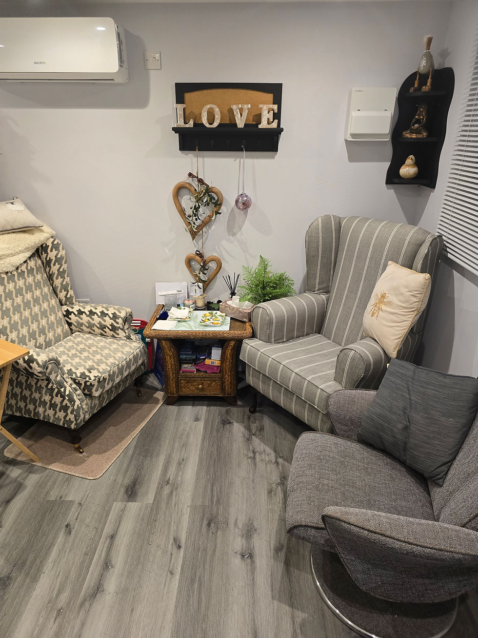 Calming interior of the therapy space